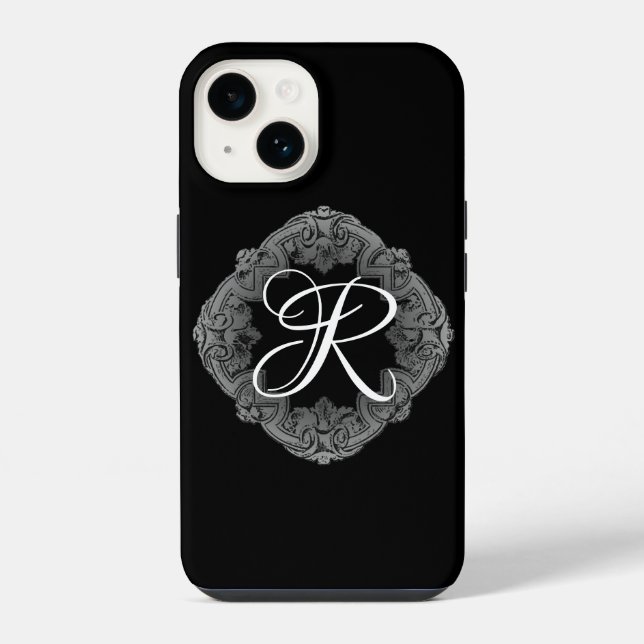 Elegant Goth Initial iPhone Case (Back)