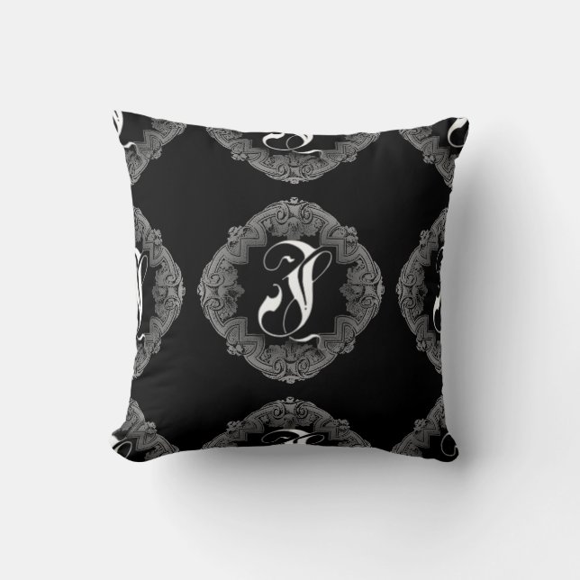 Elegant Goth Initial J Cushion (Front)