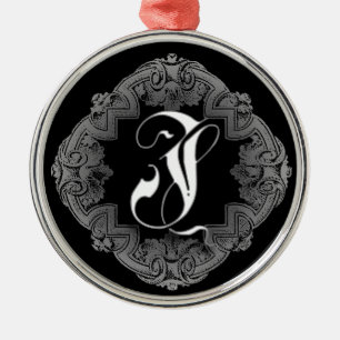 Elegant Goth Initial J Metal Tree Decoration