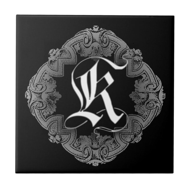 Elegant Goth Initial K Ceramic Tile (Front)
