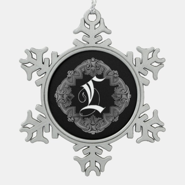 Elegant Goth Initial L Snowflake Ornament (Front)