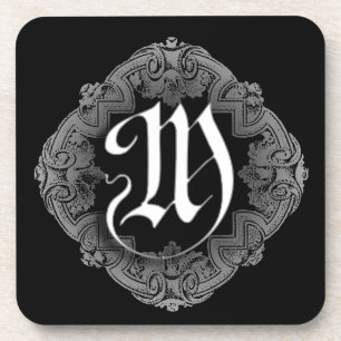 Elegant Goth Initial M Coaster