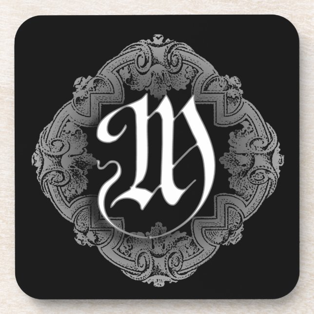 Elegant Goth Initial M Coaster (Front)