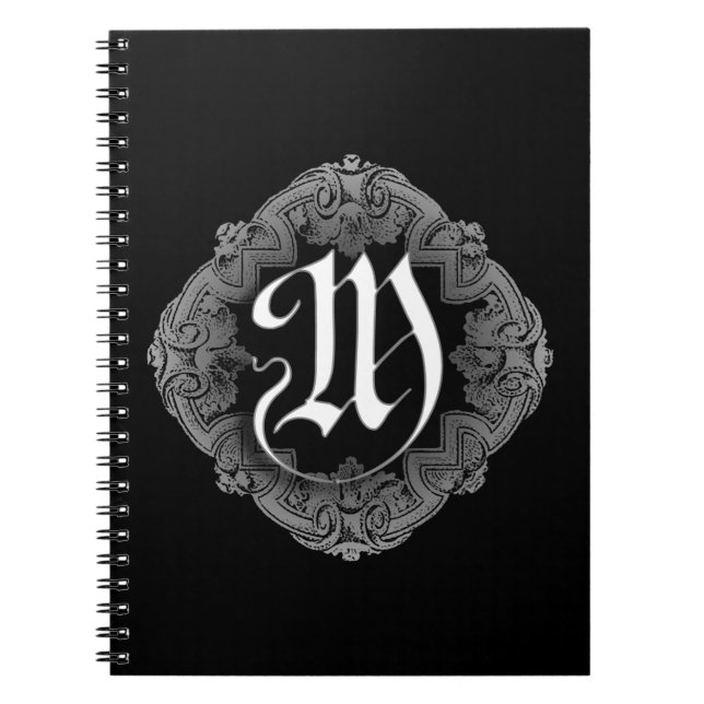Elegant Goth Initial M Notebook (Front)