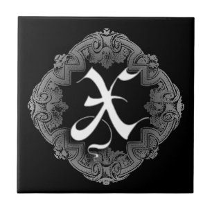 Elegant Goth Initial N Ceramic Tile