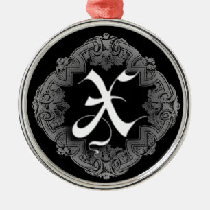 Elegant Goth Initial N Metal Ornament