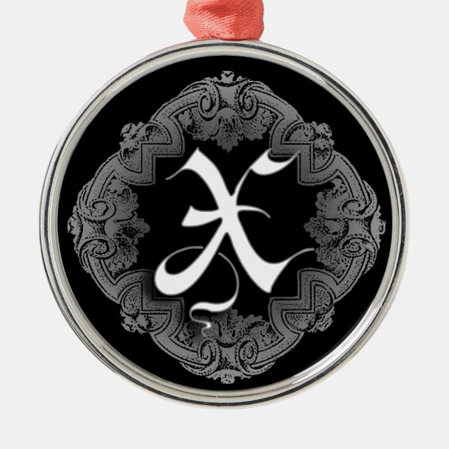 Elegant Goth Initial N Metal Ornament (Front)