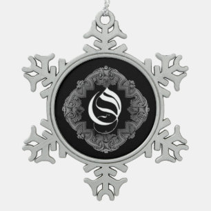 Elegant Goth Initial O Snowflake Ornament