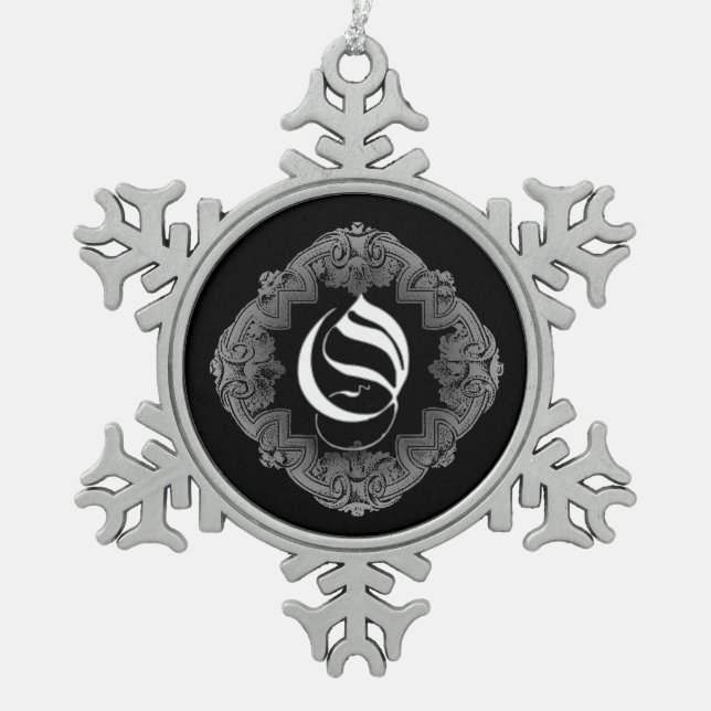 Elegant Goth Initial O Snowflake Ornament (Front)