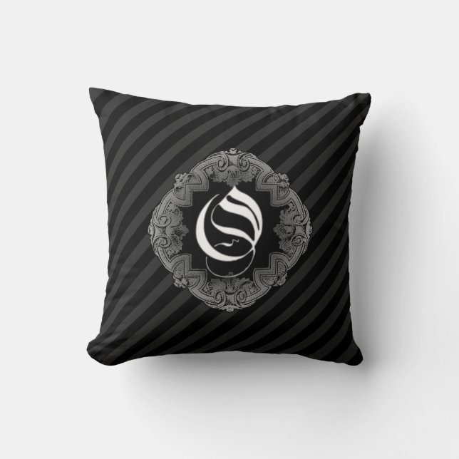 Elegant Goth Initial O Throw Pillow (Front)