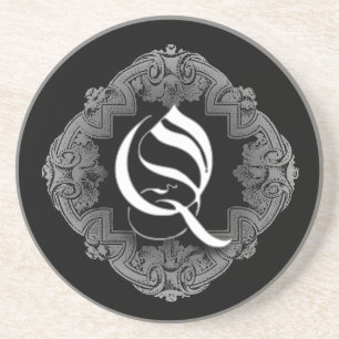 Elegant Goth Initial Q Coaster
