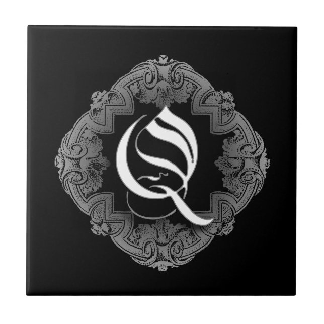 Elegant Goth Initial Q Tile (Front)