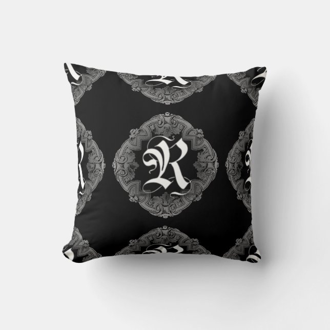 Elegant Goth Initial R Cushion (Front)