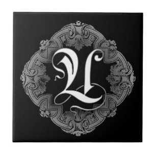 Elegant Goth Initial U Ceramic Tile