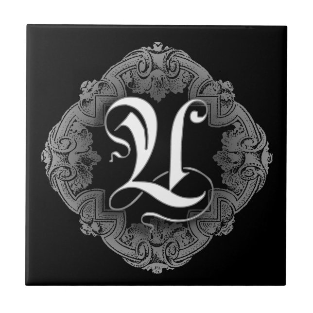 Elegant Goth Initial U Ceramic Tile (Front)