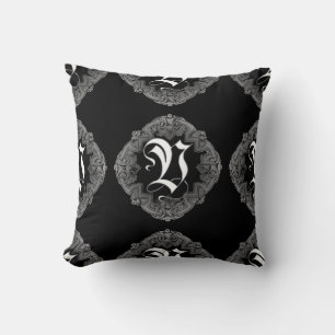 Elegant Goth Initial V Cushion