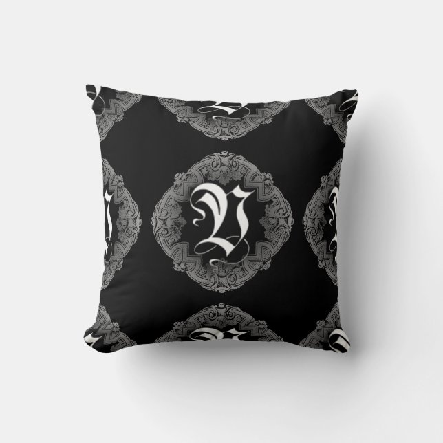 Elegant Goth Initial V Cushion (Front)