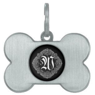Elegant Goth Initial W Pet Tag