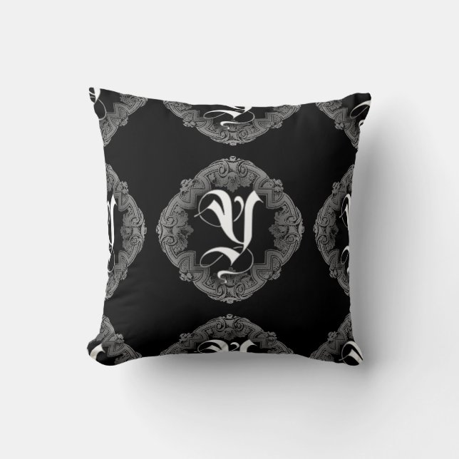 Elegant Goth Initial Y Cushion (Front)
