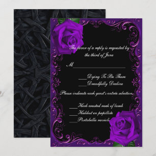 Elegant Goth Purple Roses Response Card