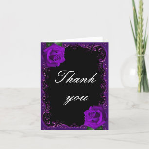 Elegant Goth Purple Roses Thank You Card