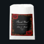 Elegant Goth Red Roses Favour Bag<br><div class="desc">These personalised favour paper bags are the perfect finishing touch for your wedding or party favours! Bags are the perfect size for candy, cookies, popcorn, candles, soap, rice or confetti for guests to throw, or small gifts. Use at your wedding candy buffet, engagement party or rehearsal dinner or leave treats...</div>