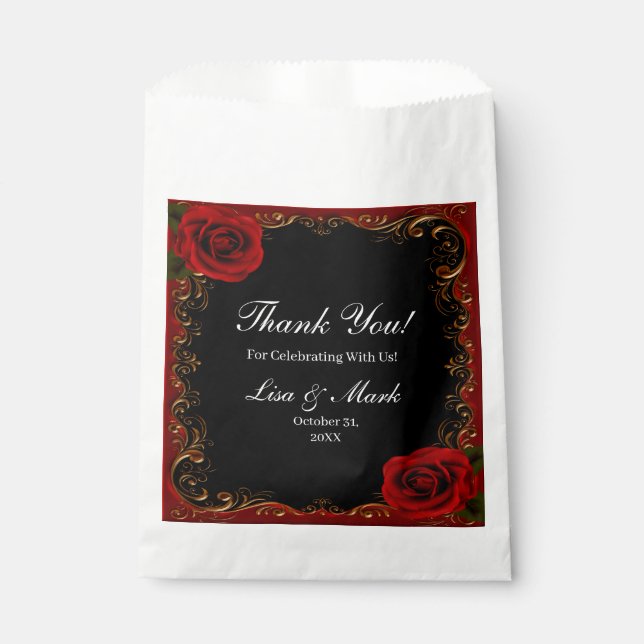 Elegant Goth Red Roses Favour Bag (Front)