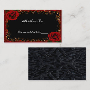 Elegant Goth Red Roses Table Place Card