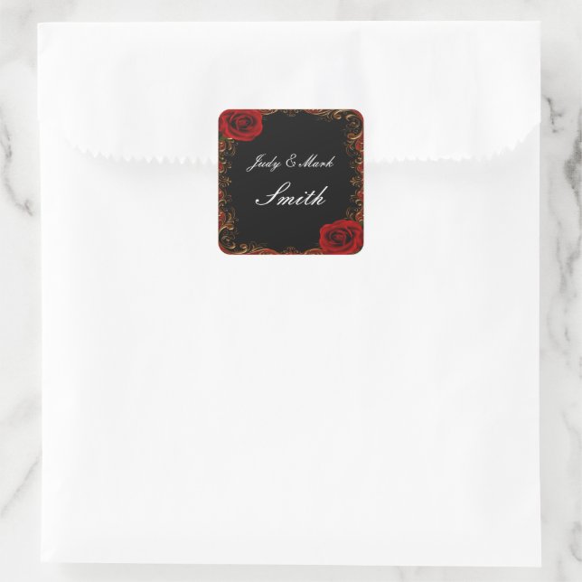 Elegant Goth Red Roses Wedding  Seal (Bag)