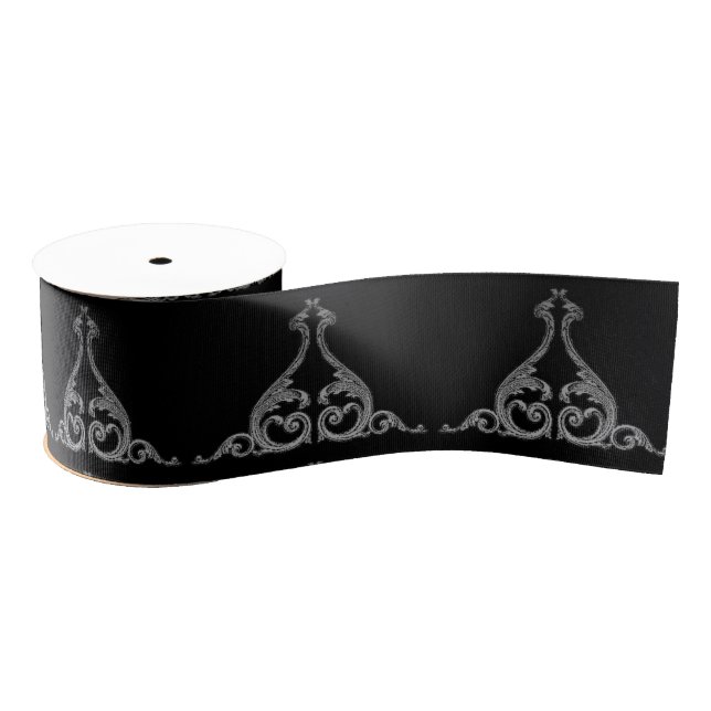 Elegant Goth Swirl Design Grosgrain Ribbon (Spool)