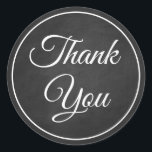 Elegant Goth Vintage Chalkboard Black Thank You  Classic Round Sticker<br><div class="desc">Saying thank you to friends and family will never go out of style with this distressed black and white chalkboard wedding / party thank you sticker. Grunge black chalkboard thank you stickers are perfect for * envelope seals * party and wedding favours - goth, halloween, summer, winter, fall, * businesses...</div>