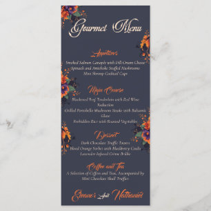 Elegant Gothic 3D Floral Skull simple gourmet menu