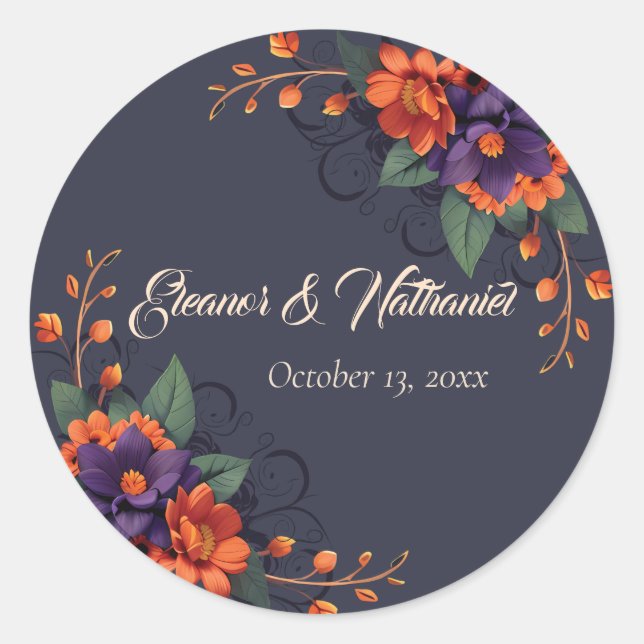 Elegant Gothic 3D Floral Skull Wedding Sticker (Front)