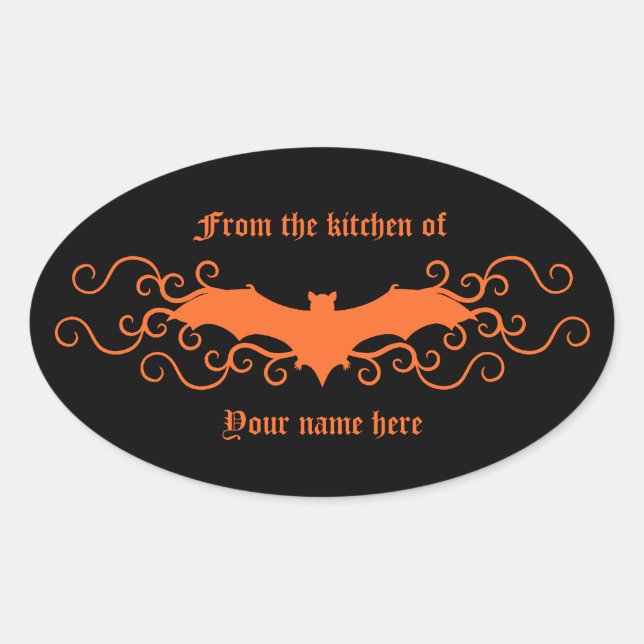 Elegant Gothic bat from the kitchen of Oval Sticker (Front)