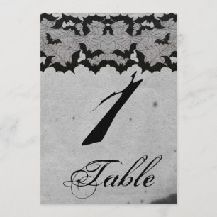 Elegant Gothic Bat Lace Posh Wedding Table Number