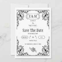 Elegant Gothic Black and White Wedding Monogram