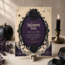 Elegant Gothic Black Floral Adult Halloween Party