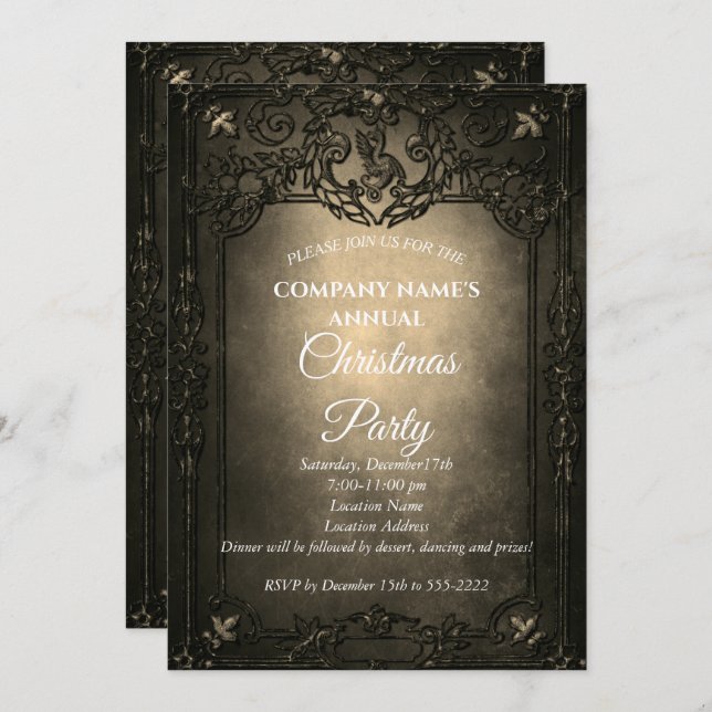 Elegant  Gothic Christmas party invitation  (Front/Back)