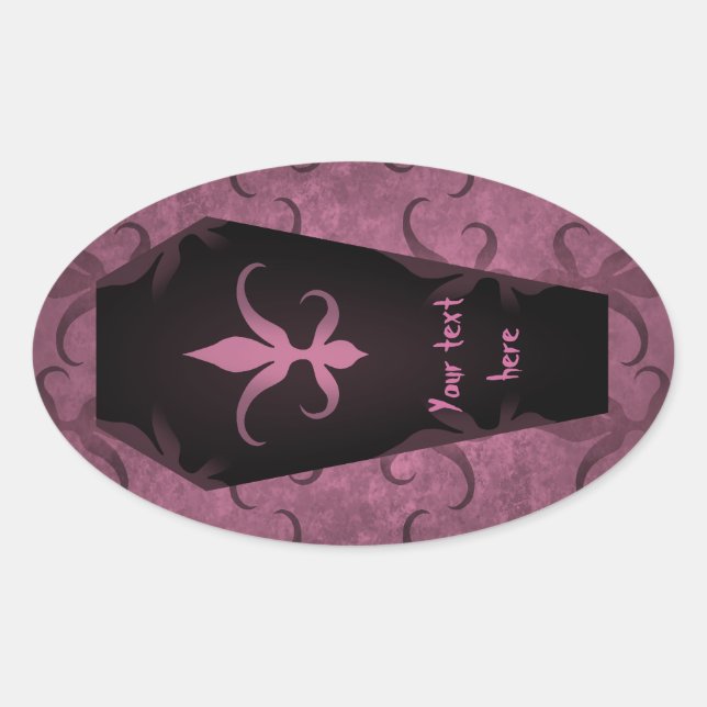 Elegant gothic coffin Halloween favour label (Front)