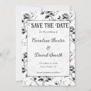 Elegant Gothic Dark Floral Halloween Save the Date Invitation