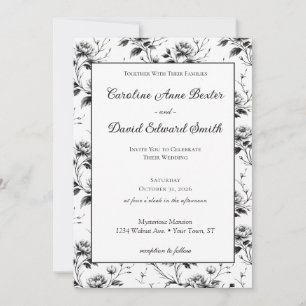 Elegant Gothic Dark Floral Halloween Wedding Invitation