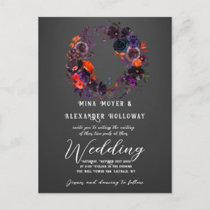 Elegant Gothic Dark Floral Photo QRC Wedding Postcard