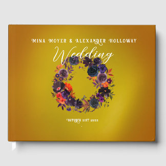 Elegant Gothic Dark Floral Photo Wedding Guest Book