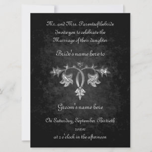 Elegant gothic dark romance wedding 6.5" x 8.75" invitation