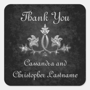 Elegant gothic dark romance wedding Thank you Square Sticker