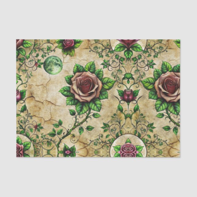 Elegant Gothic Dark Roses Decoupage Paper (Front)