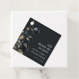 Elegant Gothic Dark Watercolor Black Rose Wedding Favour Tags