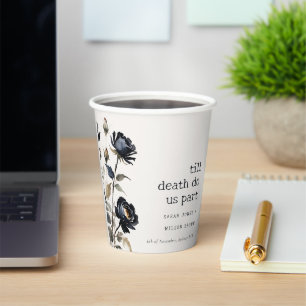 Elegant Gothic Dark Watercolor Black Rose Wedding Paper Cups