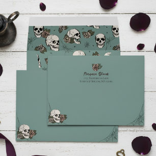 Elegant Gothic Eucalyptus Floral Skulls Envelope