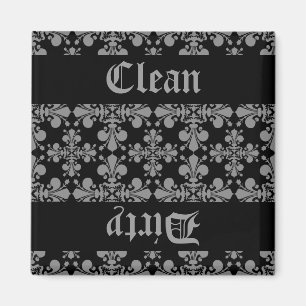 Elegant gothic fleur de lis damask clean dirty magnet